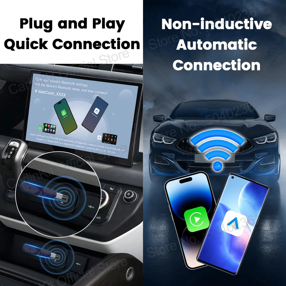 Zynetek® Ultra 5.0 Wireless Adapter | CarPlay & Android Auto Plug & Play OEM Connector with WiFi & Bluetooth