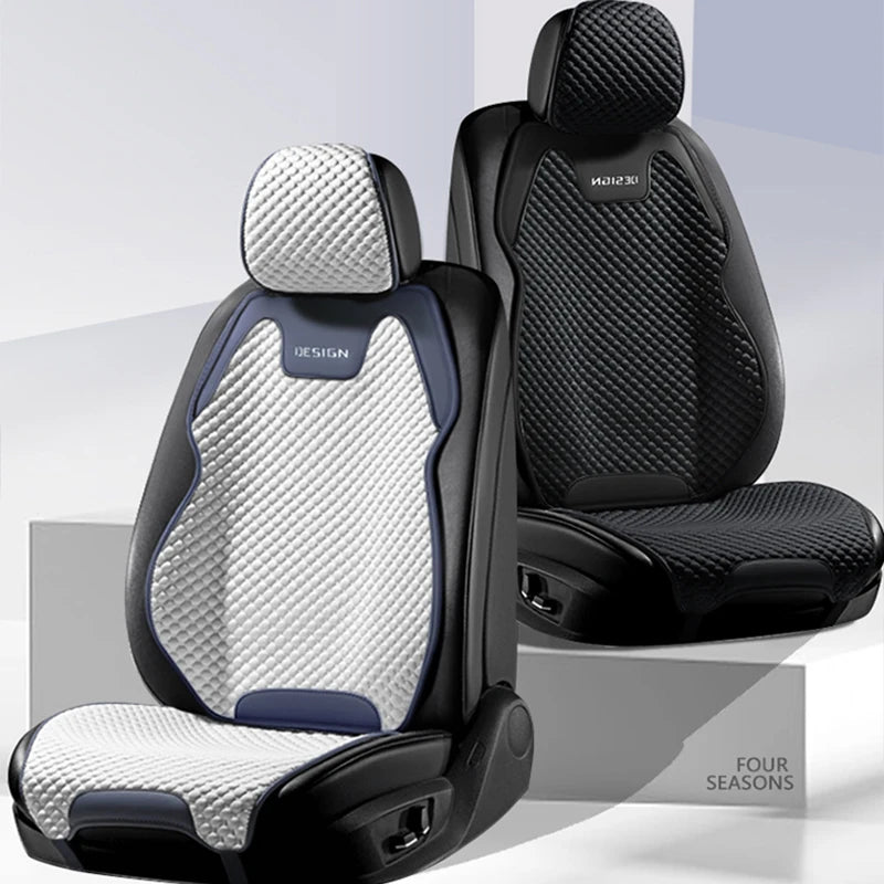 Premium Ice Silk [Car Seat Cover] – All-Season Comfort, Breathable Split Design, Universal Luxury Fit