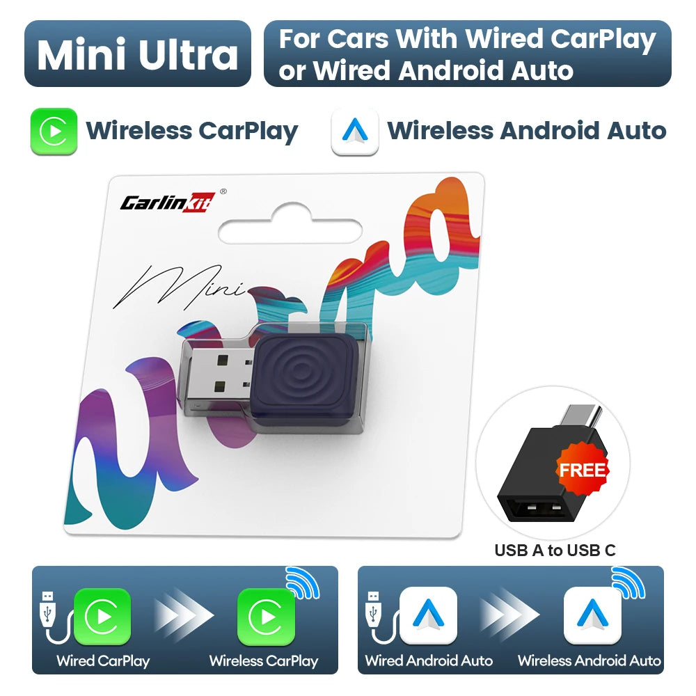 Zynetek® Ultra 5.0 Wireless Adapter | CarPlay & Android Auto Plug & Play OEM Connector with WiFi & Bluetooth
