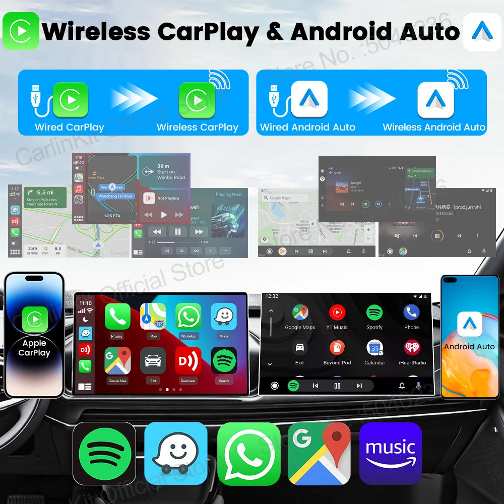 Zynetek® Ultra 5.0 Wireless Adapter | CarPlay & Android Auto Plug & Play OEM Connector with WiFi & Bluetooth