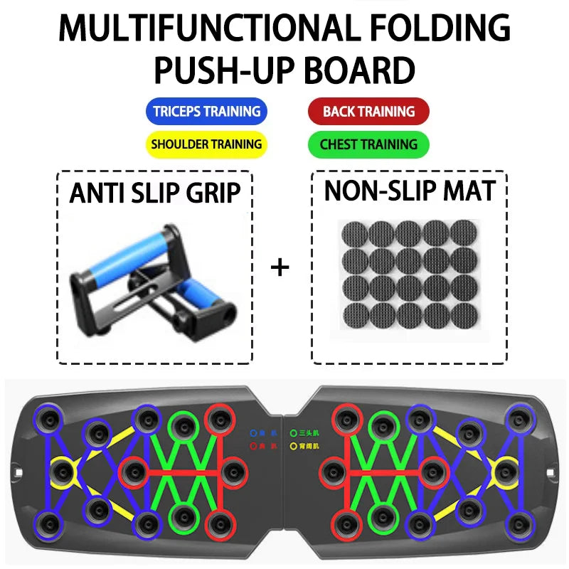 TitanFlex™ PushPro+ Foldable Push-Up & Resistance Trainer – Home Gym Fitness Board with Ergonomic Handles & Power Bands