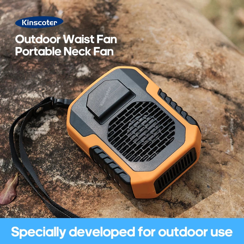 Kinscoter® 6000mAh Wearable Neck & Waist Fan – USB Rechargeable Portable Fan