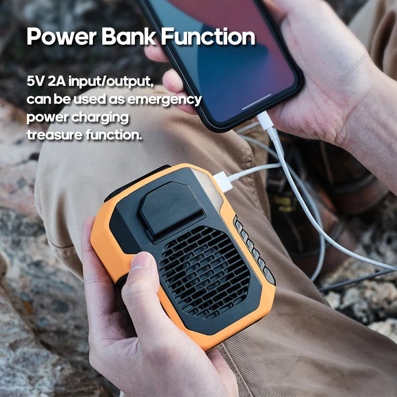 Kinscoter® 6000mAh Wearable Neck & Waist Fan – USB Rechargeable Portable Fan