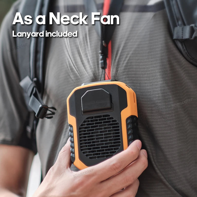 Kinscoter® 6000mAh Wearable Neck & Waist Fan – USB Rechargeable Portable Fan