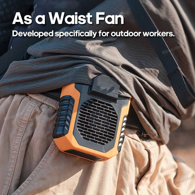 Kinscoter® 6000mAh Wearable Neck & Waist Fan – USB Rechargeable Portable Fan