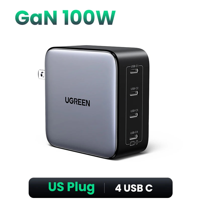 UGREEN® 100W 5-Port USB-C Charger | QC 4.0/3.0 PPS Power Adapter for MacBook, iPad, iPhone 16/15/14 Pro & Laptops