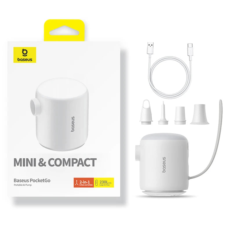 Baseus® - Wireless Mini Air Compressor & Inflator Pump – For Beds, Mats, Swim Rings & Storage Bags