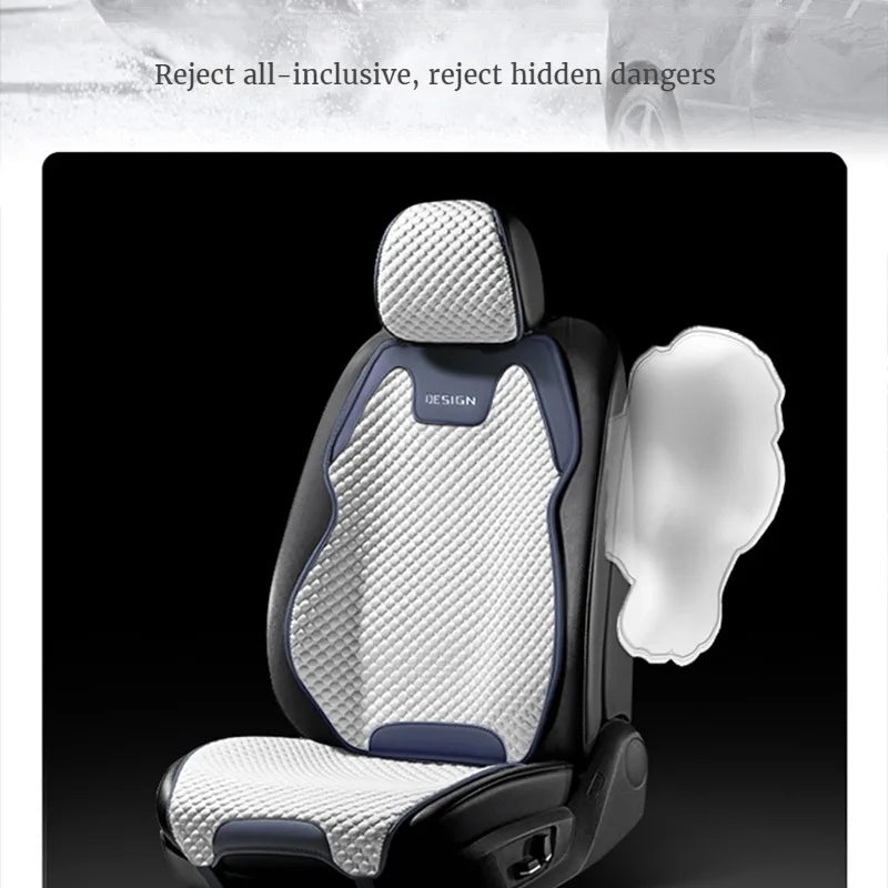 Premium Ice Silk [Car Seat Cover] – All-Season Comfort, Breathable Split Design, Universal Luxury Fit
