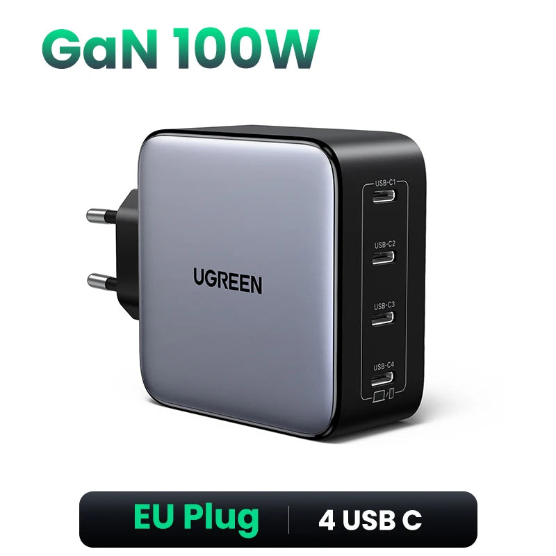 UGREEN® 100W 5-Port USB-C Charger | QC 4.0/3.0 PPS Power Adapter for MacBook, iPad, iPhone 16/15/14 Pro & Laptops